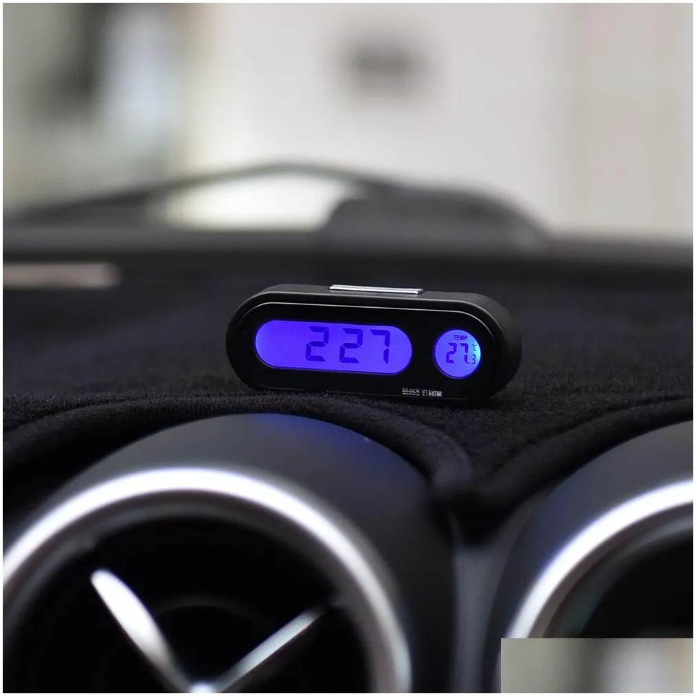 cargool 2 in 1 car dashboard digital clock adjustable led backlight auto thermometer vehicle temperature gauge black1