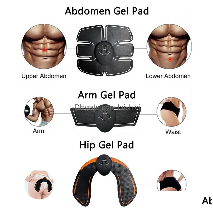 portable slim equipment ems hip muscle stimulator fitness lifting buttock abdominal arms legs trainer weight loss body slimming massage with gel pads