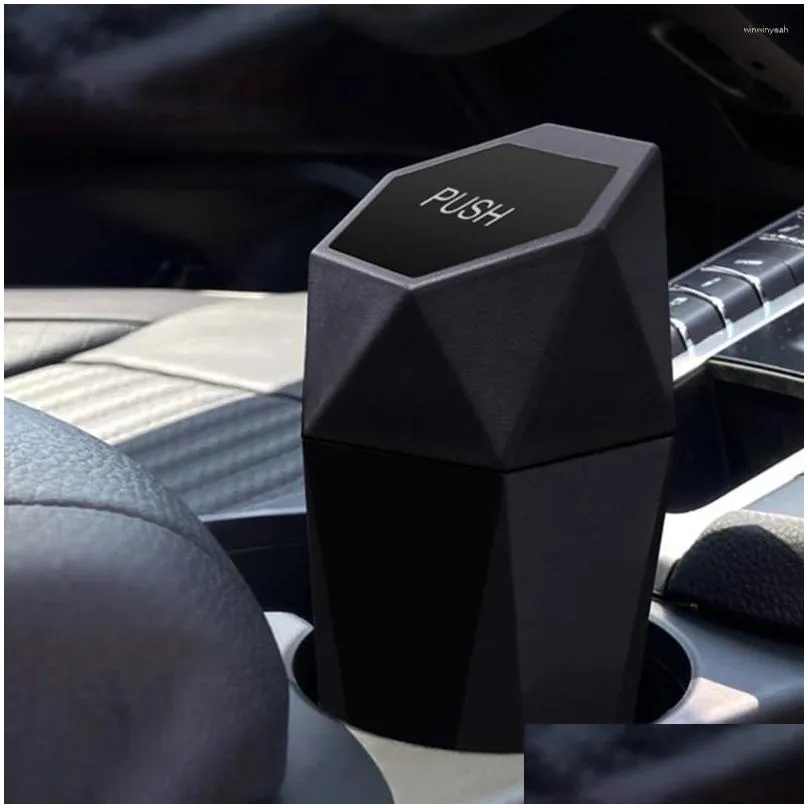interior accessories silver/black car trash can portable dustbin with lid leak-proof auto bin for automotive 20 14.2 7.7cm