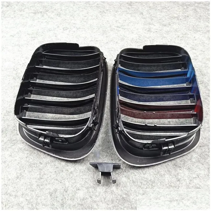 1 pair 2 slat car grilles for 5 series e39 carbon look front racing grill grille abs material zz
