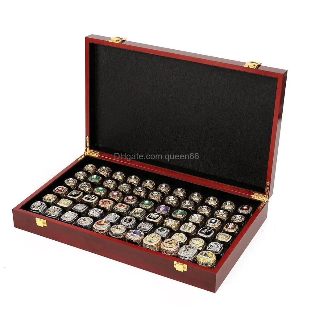 Solitaire Ring 55Pcs 1967 To 2023 Basketball Team Champions Championship Ring Set With Wooden Box Souvenir Men Women Boy Fan Brithday Dhiks