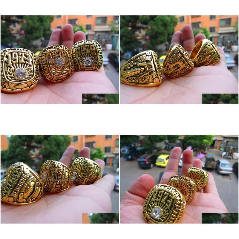 Cluster Rings 3Pcs 1973 1978 1979 Alabama Crimson Tide National Championship Ring Set Souvenir Men Fan Gift Wholesale Drop Drop Deliv Dhmxp