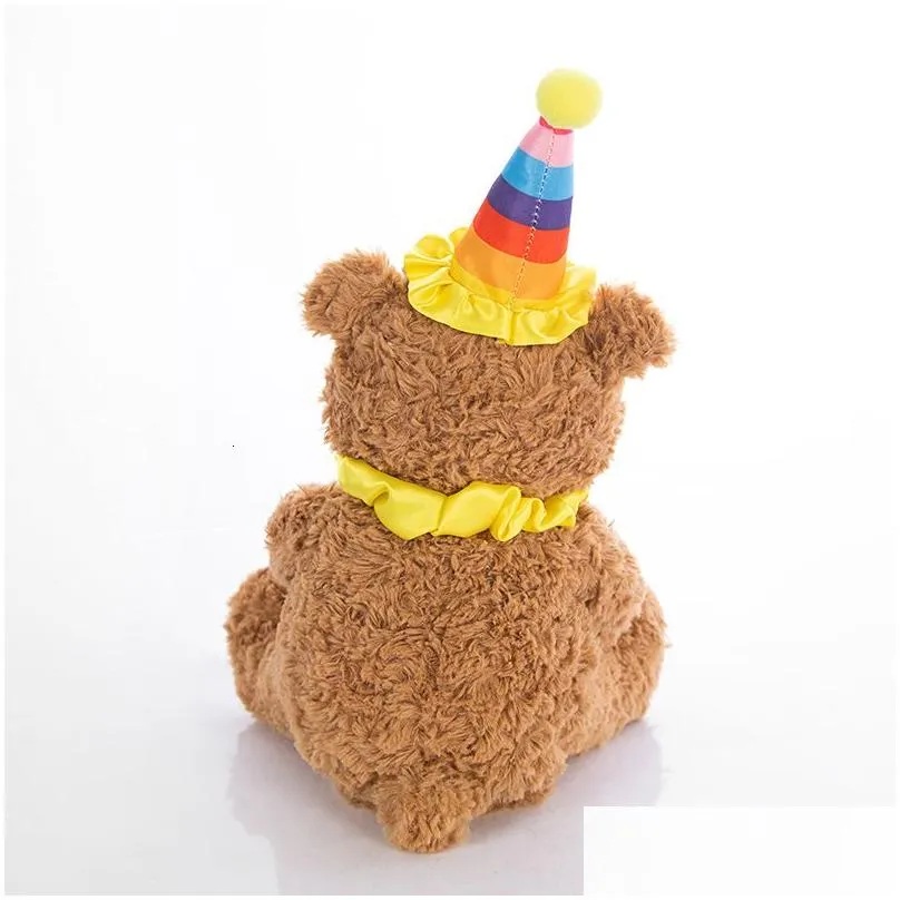 plush dolls 37cm cute bear electric plush doll birthday hat teddy bear sing interactive game home decor kid gift baby early education toys