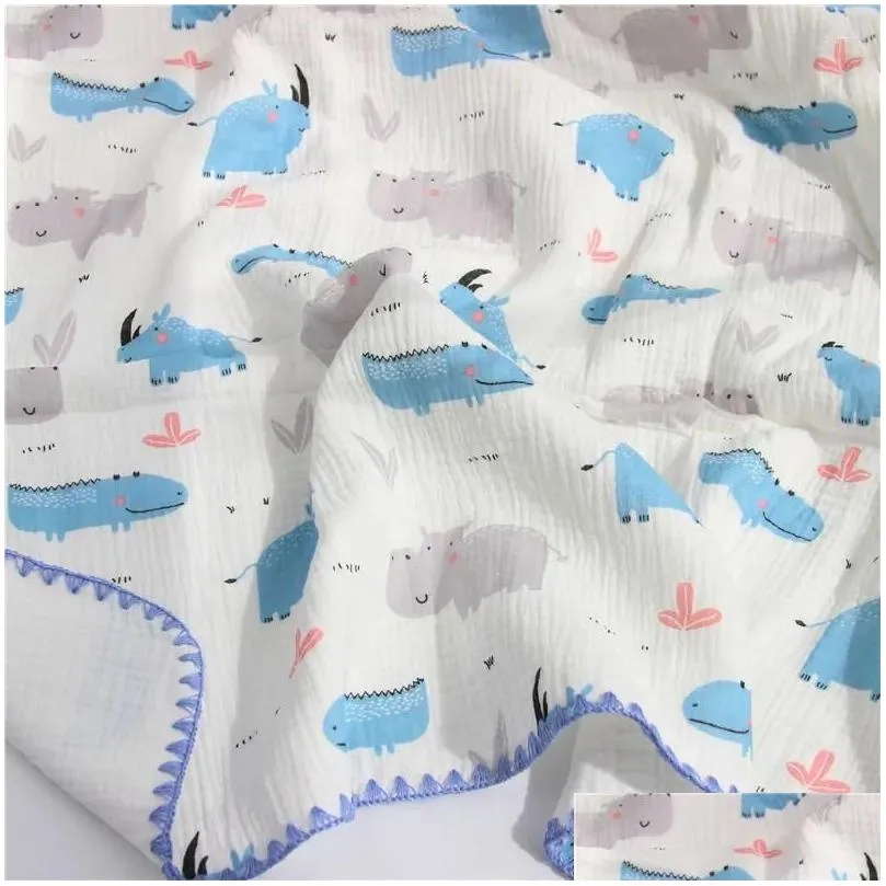 blankets printing bear trimmed muslin cotton baby blanket zebra swaddle born fluffy bath towel wrap infant receiving