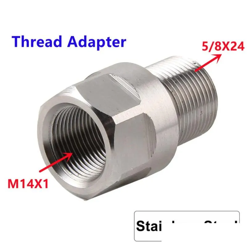 stainless steel thread adapter 1/2-28 m14x1 m15x1 to 5/8-24 muzzle device