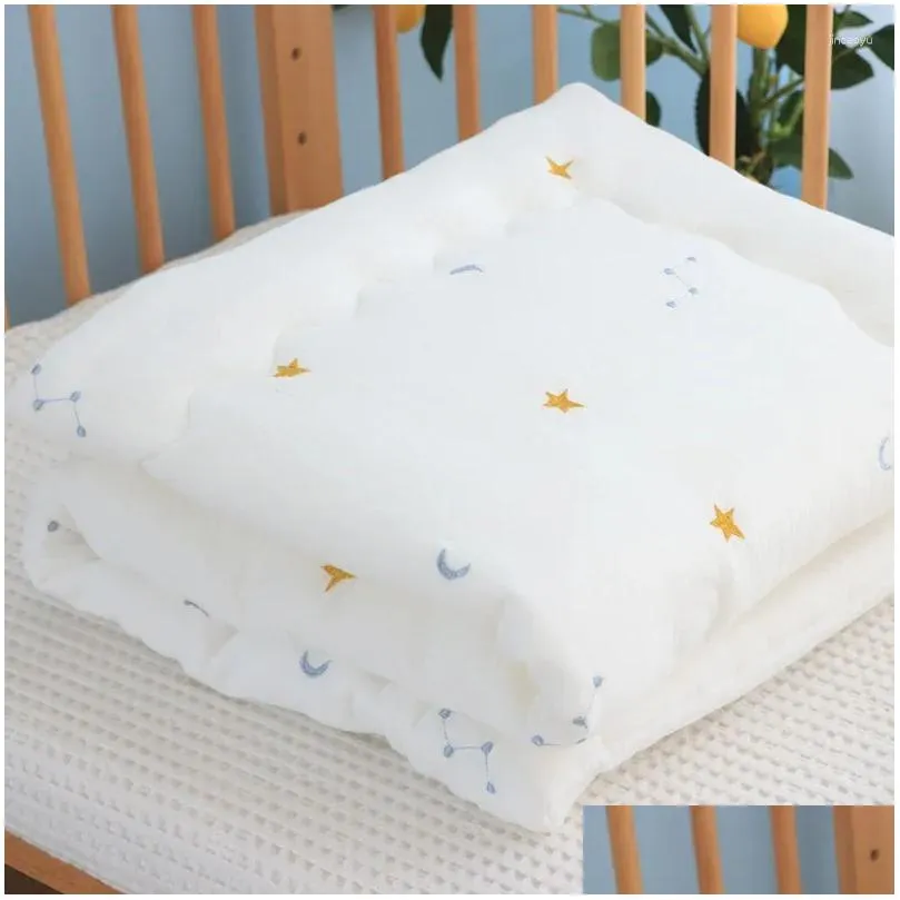 blankets quilted muslin cotton embroidered star tree baby duvet born thermal comforter infant crib blanket with filler fluffy