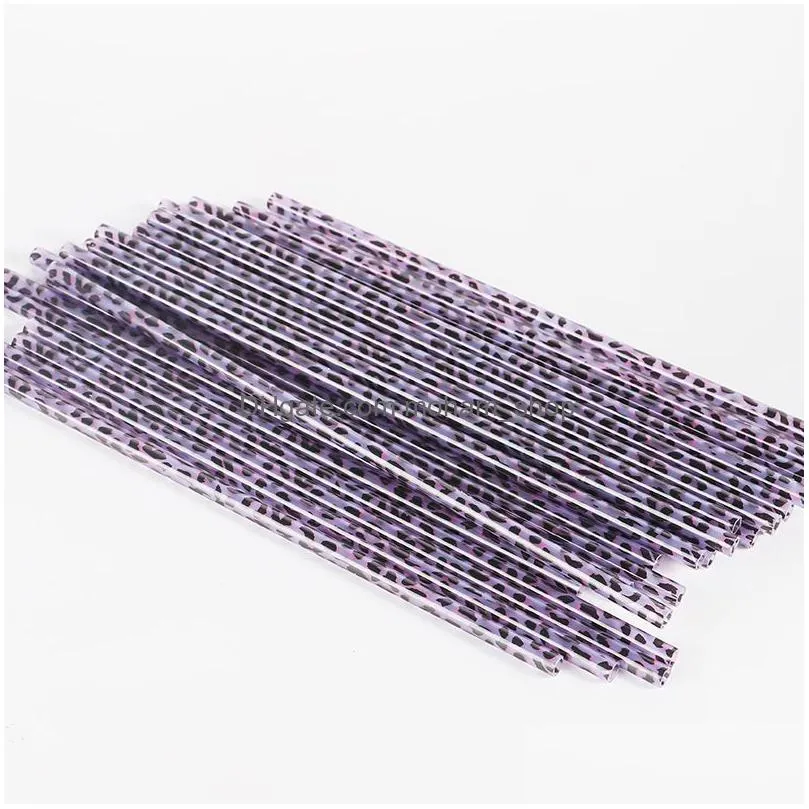 plastic drinking straws leopard drink straw fashion printing straight straw reusable restaurant and bar supplies