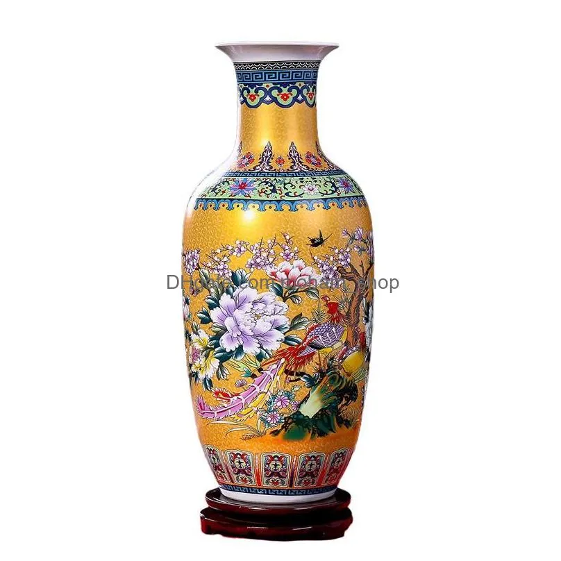 vases chinese vase ceramic 46cm tall large flower with phoenix and pattern for home decoration 1 matched standvases vasesvases