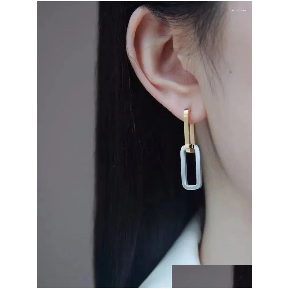dangle earrings smooth surface high-end for women stainless steel drop post studs classic luxury fashion metal styles gifts c1094