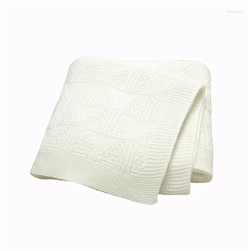 blankets 90 70cm baby knitted born infant boys girls solid month stroller basket bed swaddle wrap sheets toddler throw quilts