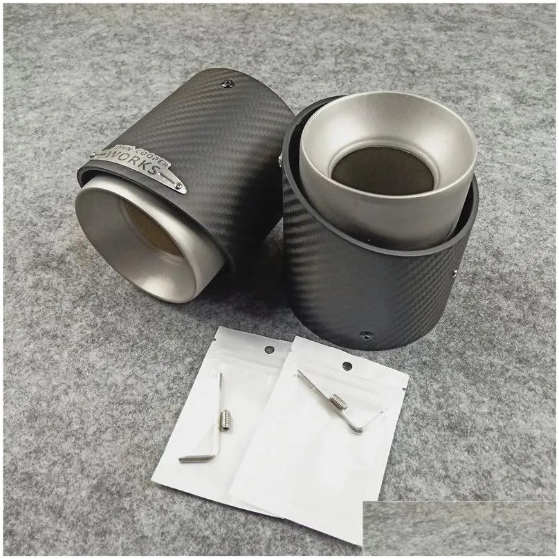 one pcs car exhaust tail pipes carbon fiber for mini cooper f54 f55 f56 f57 f60 r55 r56 r57 r58 r59 r60 r61