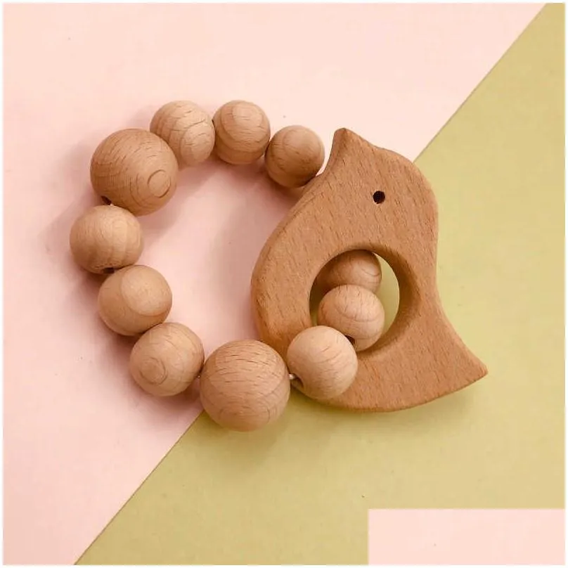 natural wooden pacifier ring clips teethers for baby health care accessories infant fingers exercise toys colorful silicon beaded