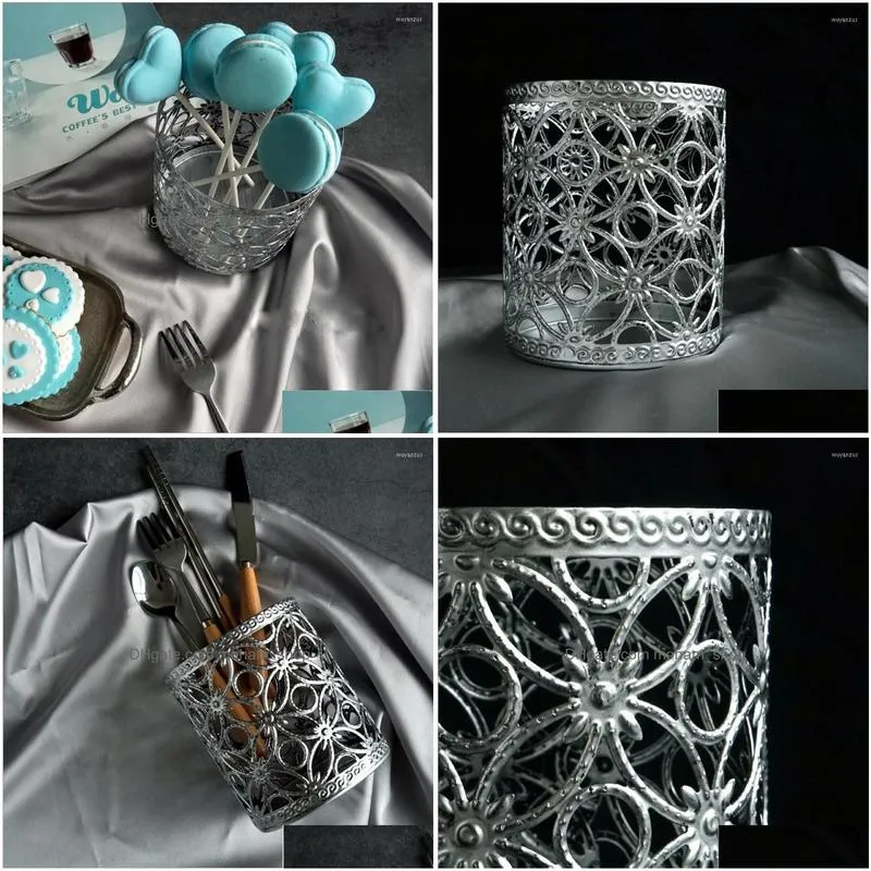 storage bottles silver metal basket openwork carving home wedding decoration european style candy aroma organizer