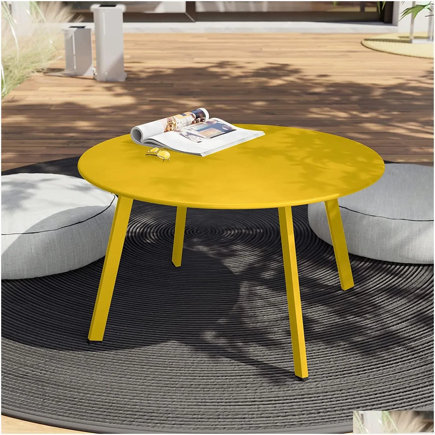 round coffee table patio side table,yellow