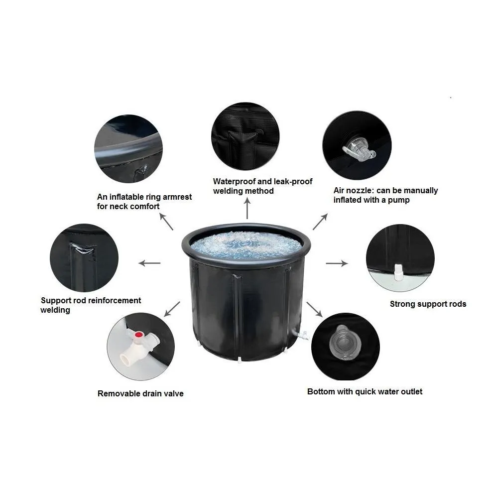 collapsible inflatable bath tub black ice bath indoor & outdoor ice pod hot selling 2023