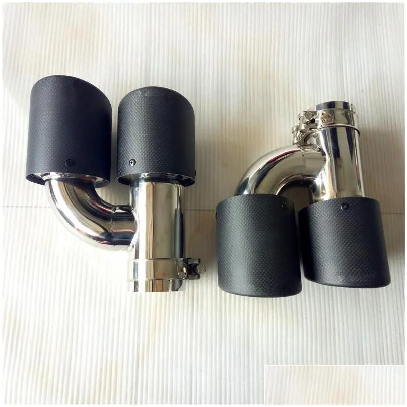 one pair in 63mm out 89mm h style ak carbon exhausts dual pipe akrapovic exhaust tail end pipes