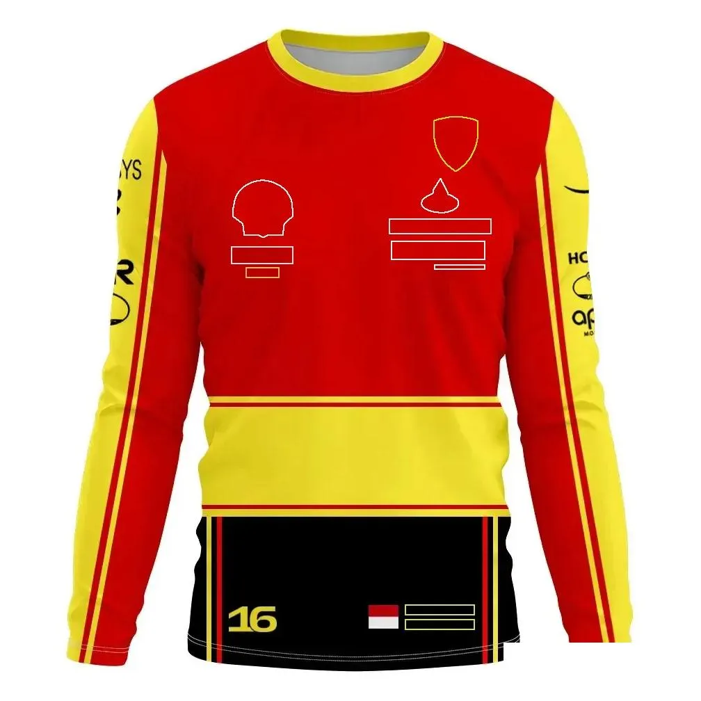 f1 racing team uniform men`s long sleeve t-shirt spring and autumn sports 16th no.55th driver t-shirt plus size custom quick-drying