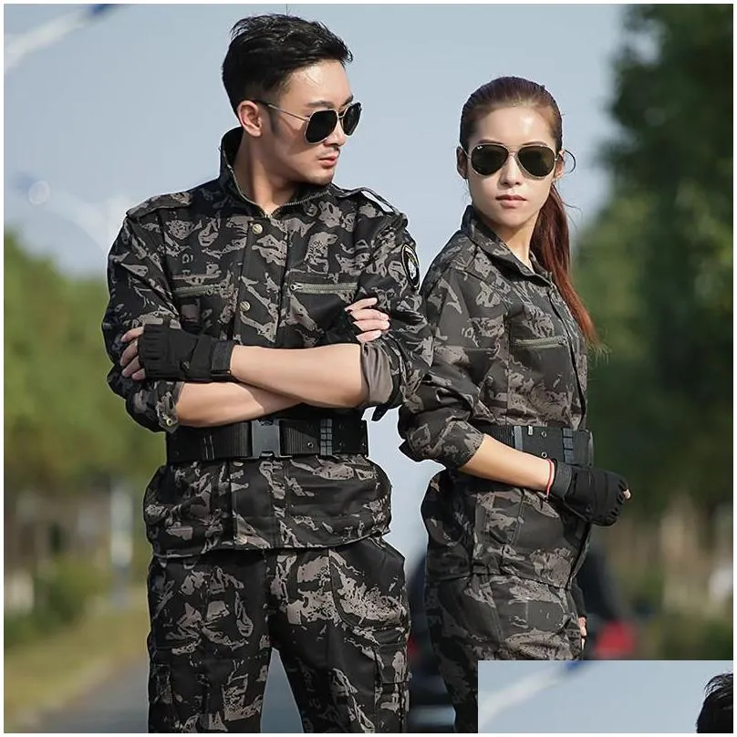 Men`S Tracksuits Mens Tracksuits Sets Snow Camouflage Military Uniform Tactical Suit Men Hunting Clothing Working Clothes Cs Wear Dro Dhyud