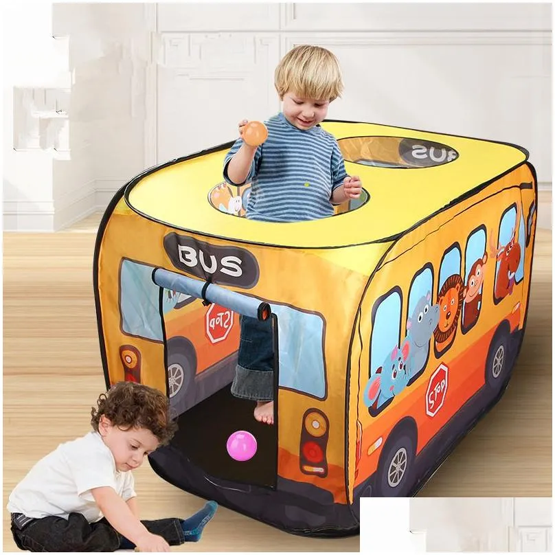 cartoon bus indoor tents 29.5x28.3x44.9inch children outdoor playhouse 75x72x114cm automatic play tent waterproof cloth children furniture by air