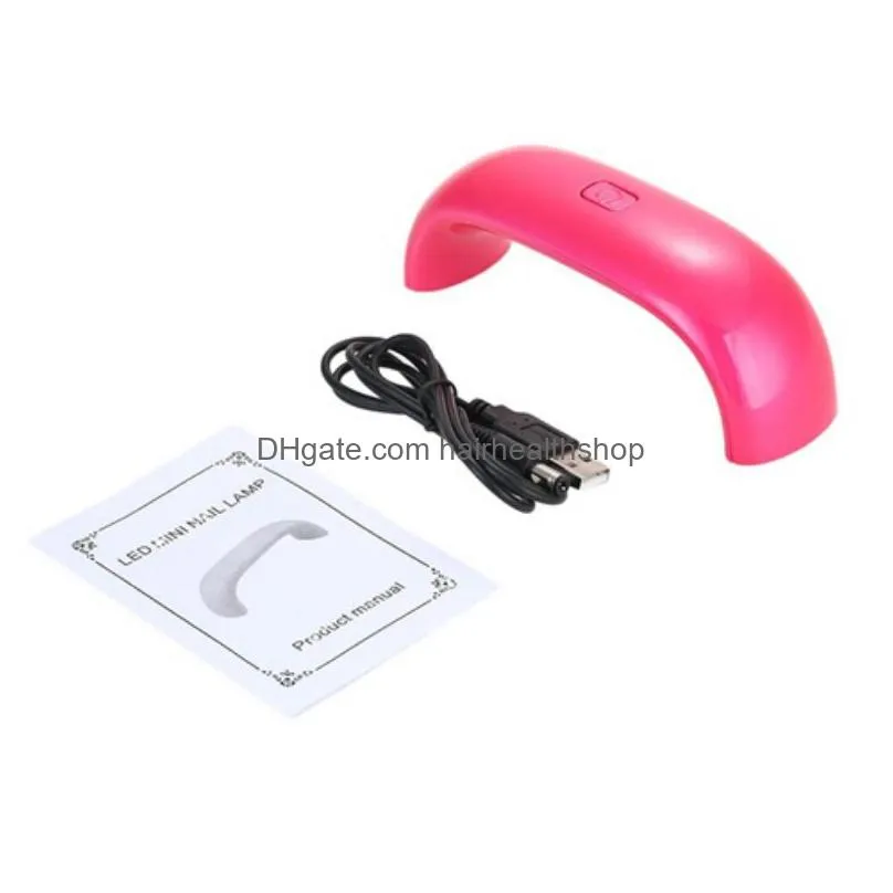 Nail Dryers Mini Usb 9W 3 Led Uv Nail Dryer Curing Lamp Hine Gel Polish Powerf Light Fast Dry Colors Drop Delivery Health Beauty Nail Dhmli