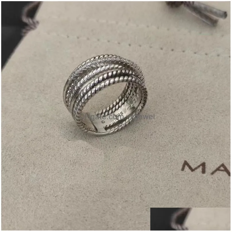 band rings dy designer selling band rings women luxury twisted two color cross pearls vintage ringdiamond wedding fashion jewelry gift 2024 designer ring