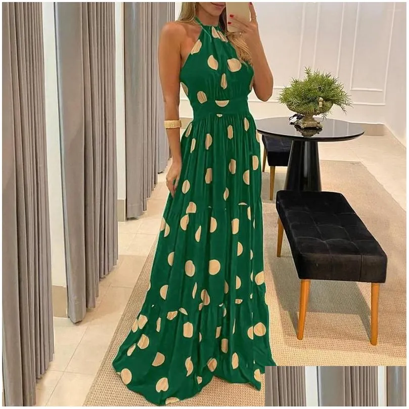 Basic & Casual Dresses Casual Dresses Women Leopard Print Halter Backless Strapless Maxi Dress 2023 Summer Y Sleeveless Beach Sundres Dhizq