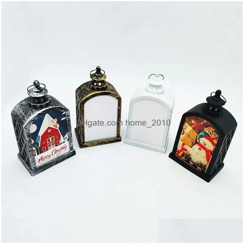 sublimation christmas led lanterns fireplace lamp handheld light double sided for home and outdoor decorations ups 