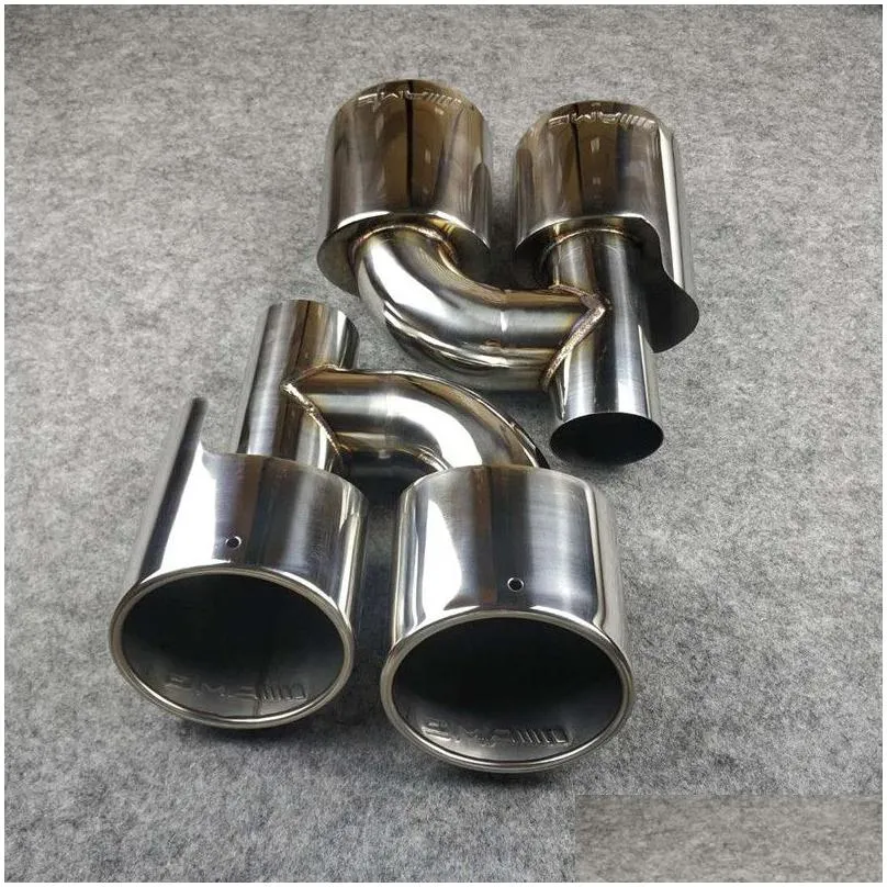 h model exhaust pipes muffler tip fit for all cars replacement dual oval stainless steel length 255mm out 95mm in 60mm
