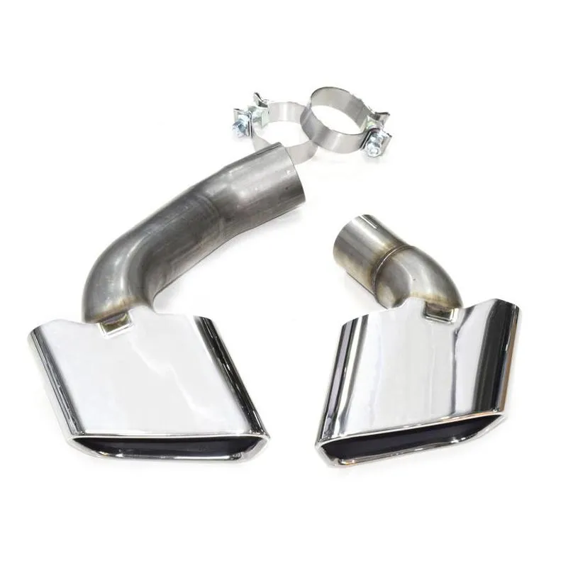 2 pcs stainless steel exhaust muffler pipes silver/ black for bmw x5 x6 f15 f16 upgrade x5m x6m m bodykit 2014-2019