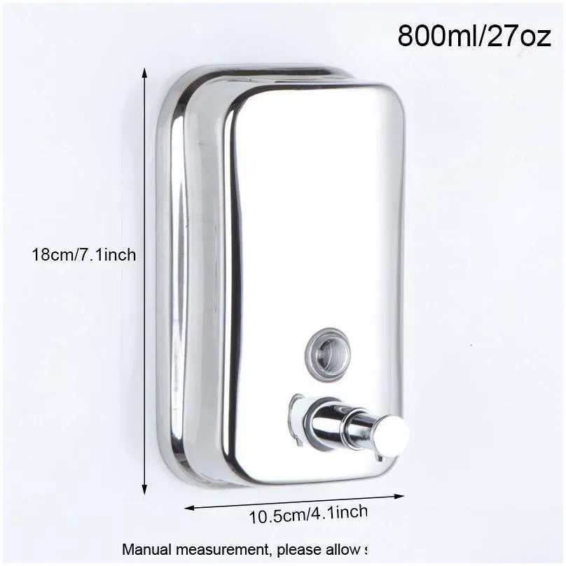 800ml/27oz wall mounted liquid hand soap dispenser stainless steel bathroom accessories commercial anti leak pump jy1243