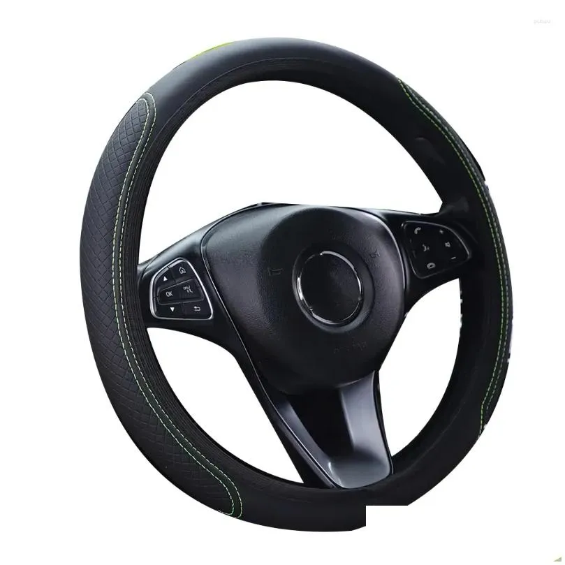steering wheel covers universal car cover 37-38cm leather embroidered color diamond-studded elastic four seasons
