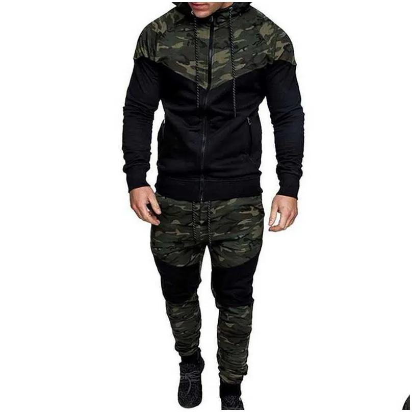 Men`S Tracksuits New Mens Pu Leather Winter Tracksuits Men Set Thicken Hoodies Add Pants Suit Casual Sweatsuit Male Hoodie Sporting D Dhlvx