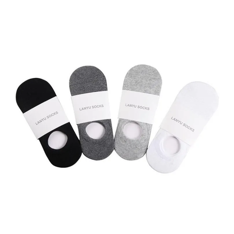 Men`S Socks Men Women Cotton Super Low Invisible Socks Ventilation With Anti-Slip Gel Heel Grip Non Slip Flat Ankle Sock Drop Deliver Dhzhg