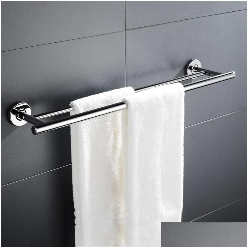 stainless steel tower bar anti-rust bathroom washroom double rod towel rack shelf holder wall mounted 200923