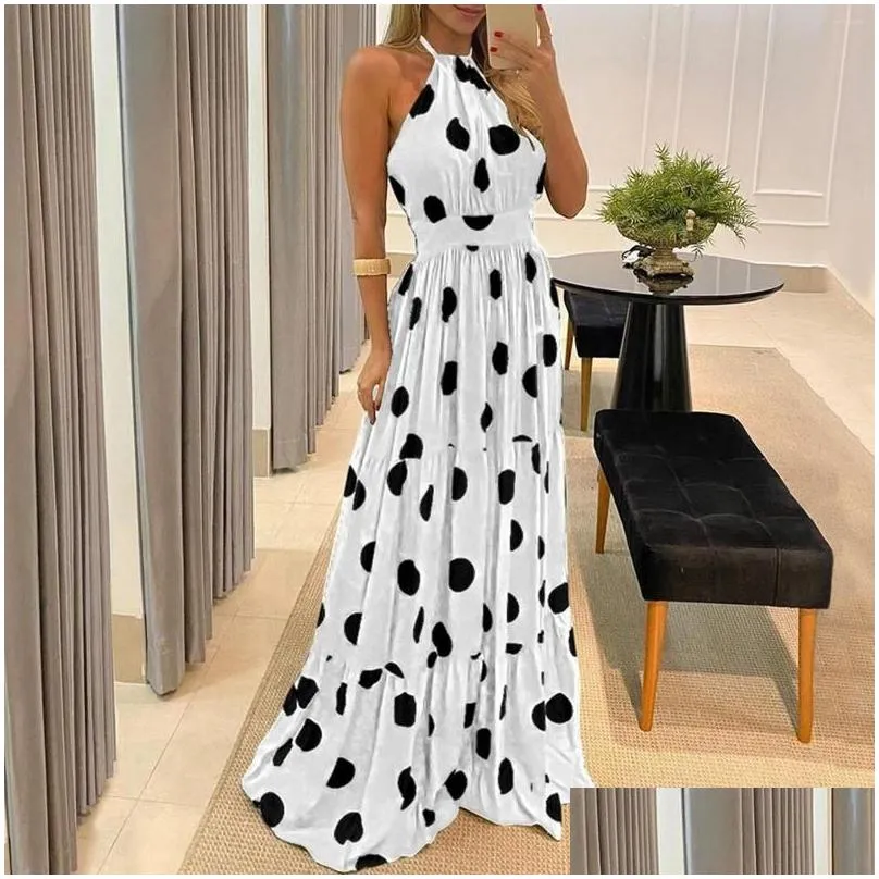 Basic & Casual Dresses Casual Dresses Women Leopard Print Halter Backless Strapless Maxi Dress 2023 Summer Y Sleeveless Beach Sundres Dhizq