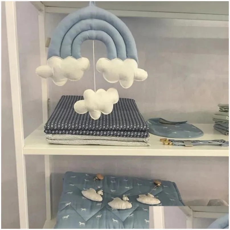 baby bed around bumper bar crib cot room clouds accessories for infant baby bedding set toys kids crib pendant 240112