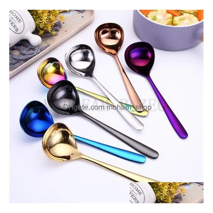 17cm soup spoon 304 stainless steel big spoons restaurant kitchen utensils