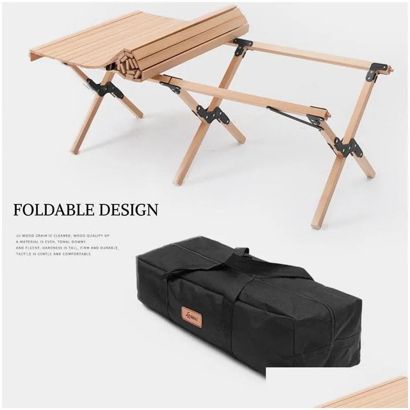 portable solid wood folding table furniture all-purpose square picnic desk for outdoor/indoor travel camping tools