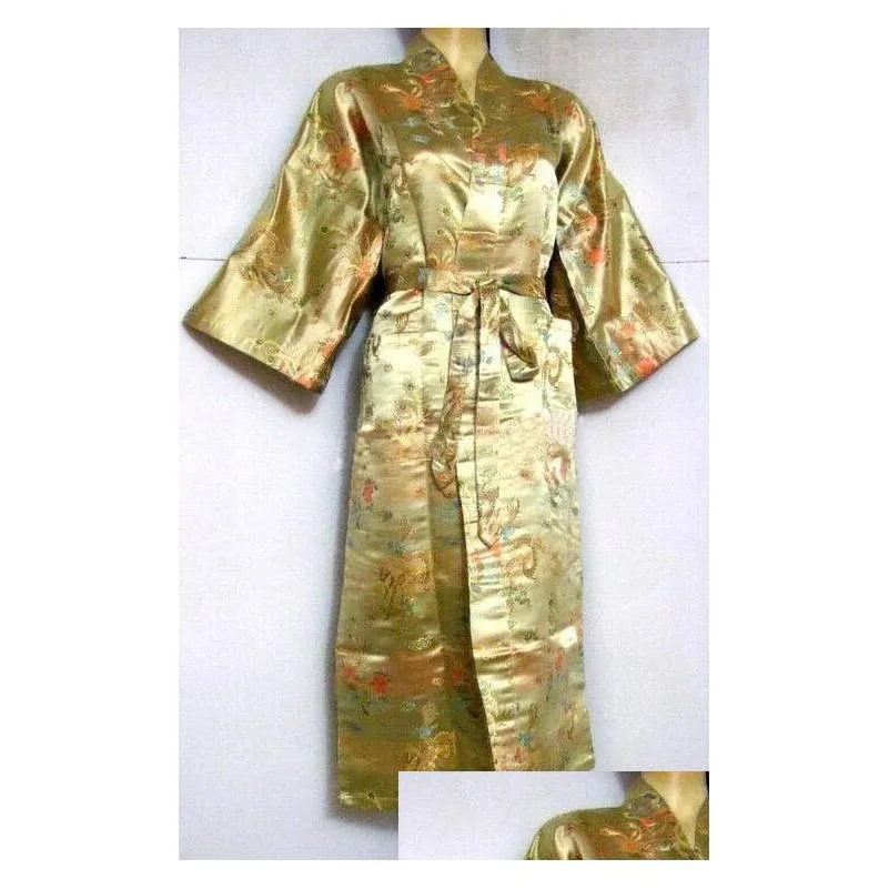 Men`S Sleepwear Promotion Black Mens Silk Bathrobe Classic Chinese Traditional Printed Kimono Gown Size S M L Xl Xxl Zr14 Drop Delive Dhugl