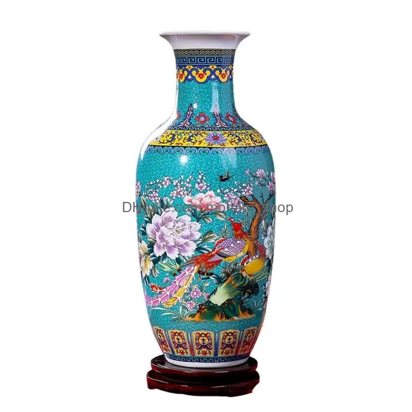 vases chinese vase ceramic 46cm tall large flower with phoenix and pattern for home decoration 1 matched standvases vasesvases