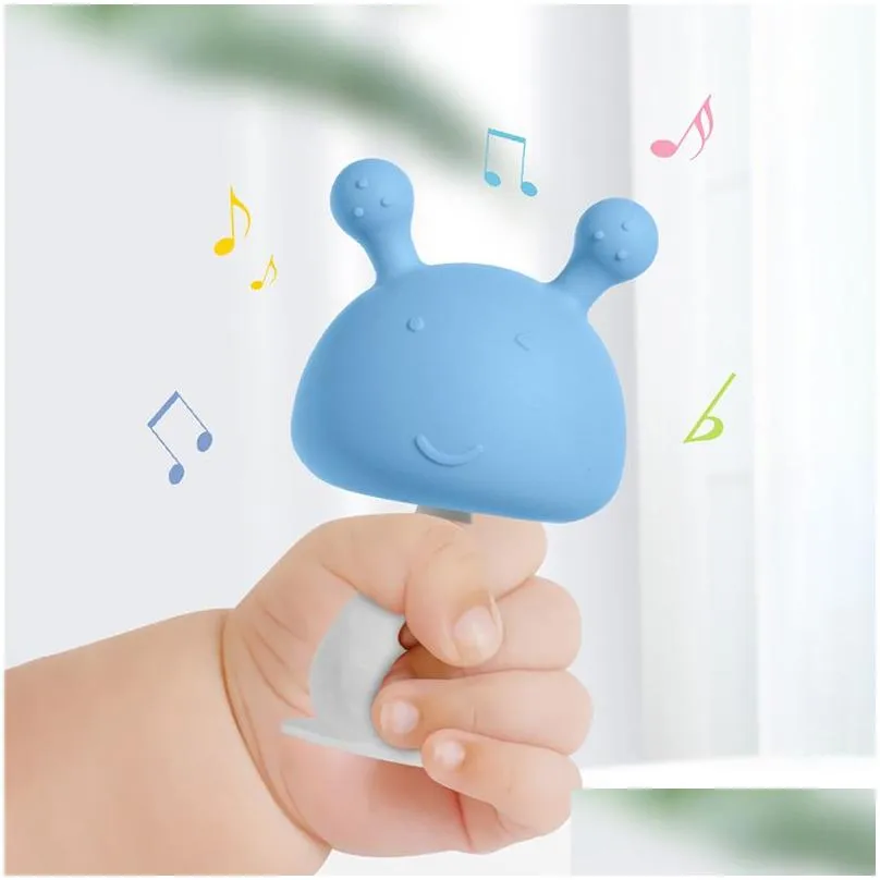 silicone baby teether for teeth mushroom teether teething toy mushroom baby rattle toy molar soft safety molar gums gift