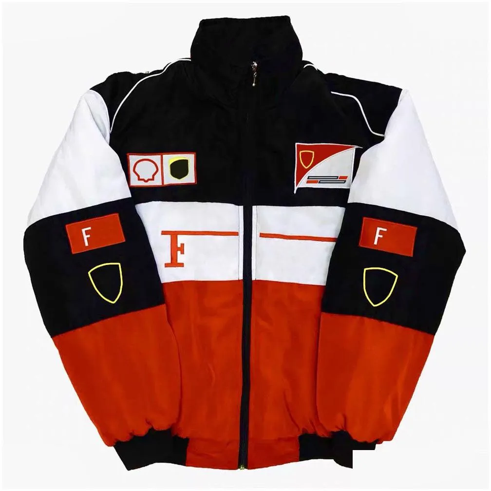 2023 new f1 racing suit jackets formula 1 retro college style european windbreaker cotton jacket full embroidery windproof warm bomber
