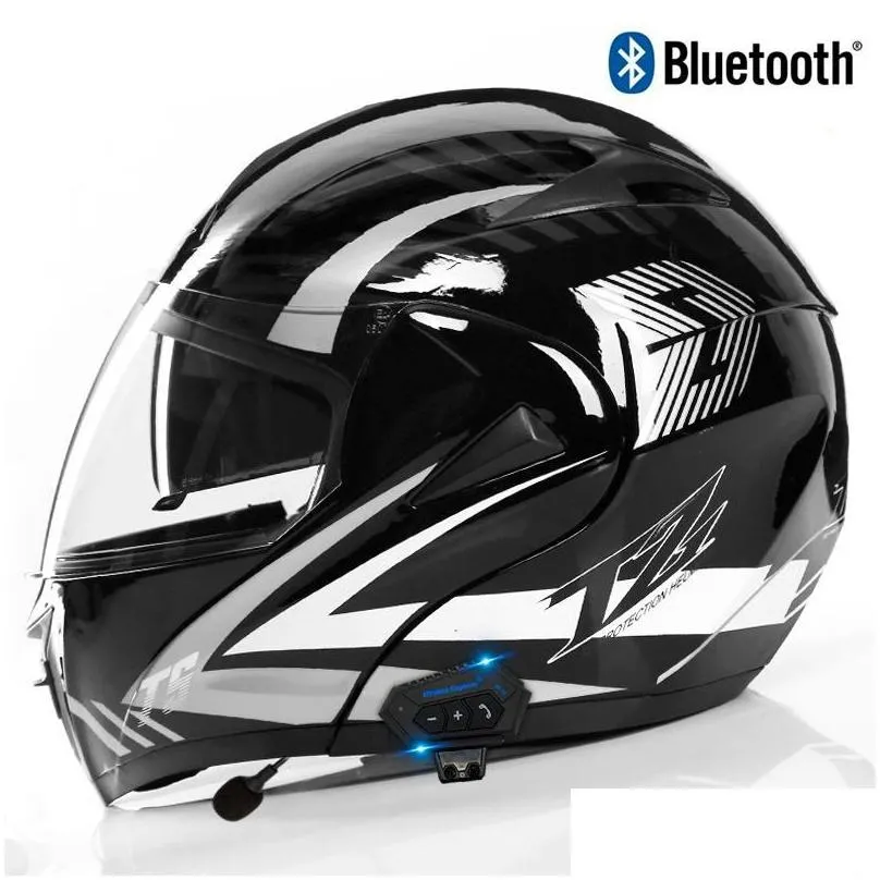 motorcycle helmets 2022 flip-up helmet with bluetooth full four seasons riding dual lens unisex motorbike