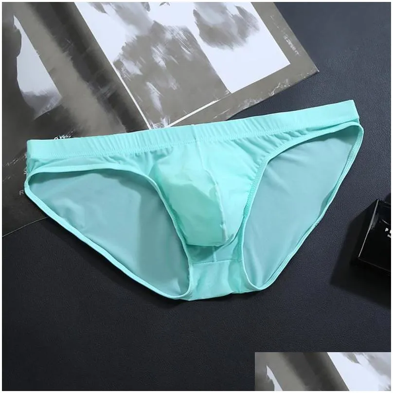 Underpants Mens Underwear Briefs Summer Ice Transparent Low Waist Y Panties Gay Seamless Silkly U Convex Drop Delivery Dhmvh