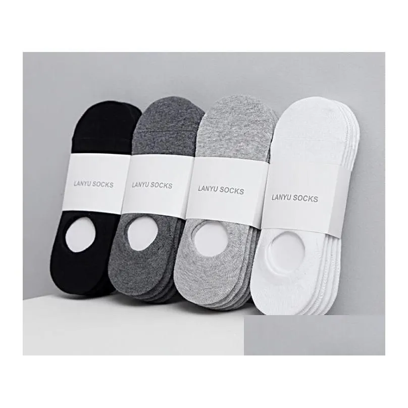 Men`S Socks Men Women Cotton Super Low Invisible Socks Ventilation With Anti-Slip Gel Heel Grip Non Slip Flat Ankle Sock Drop Deliver Dhzhg