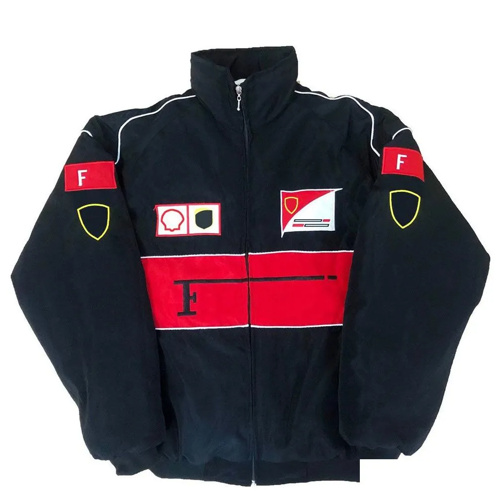 f1 jacket team co-branded racing suit men`s long sleeve warm jacket retro motorcycle suit car workwear winter cotton jacket