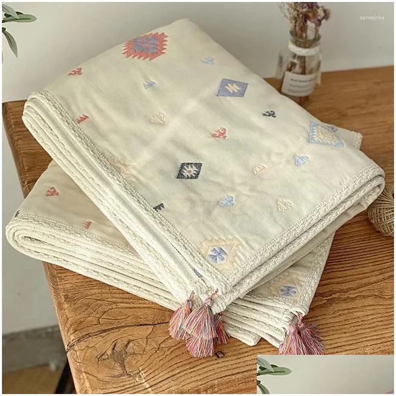 blankets retro cotton quilt baby blanket bohemian japanese style children air-conditioning born plain bedclothes