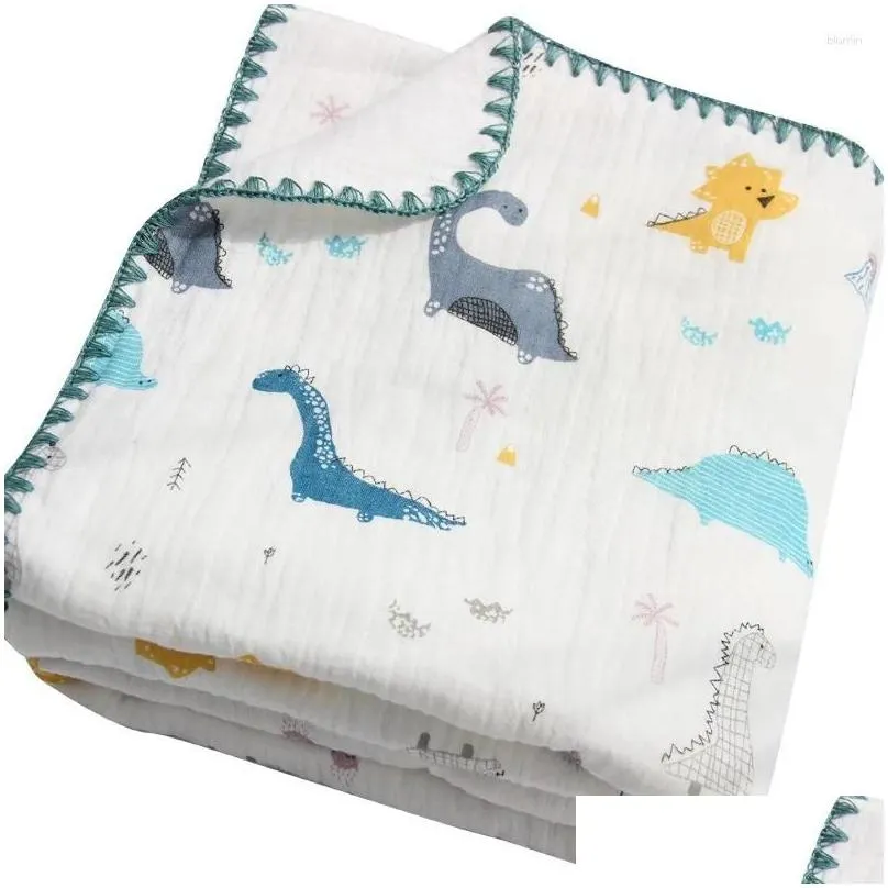 blankets printing bear trimmed muslin cotton baby blanket zebra swaddle born fluffy bath towel wrap infant receiving