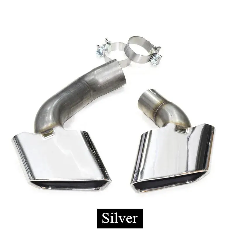 2 pcs stainless steel exhaust muffler pipes silver/ black for bmw x5 x6 f15 f16 upgrade x5m x6m m bodykit 2014-2019