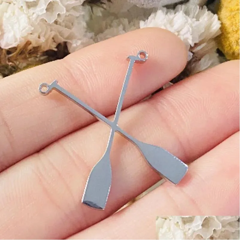 necklaces classic stainless steel oar pendant necklace for women men fashion chain party jewelry wedding couple memory gifts